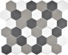 Unglazed Hexagon White/Black Mix 32,5x28,2cm Mozaikinės plytelės